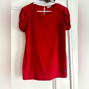 Tag M Fits S Miu Miu Red Puff Sleeve Blouse Silk Cotton Prada Group early 2000s